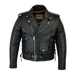 Daniel Smart Mfg. side-laced police style leather motorcycle jacket front