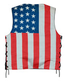American flag lining on Daniel Smart Mfg. side-laced leather motorcycle vest