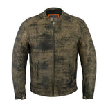Daniel Smart Mfg. antique brown leather motorcycle cruiser jacket front