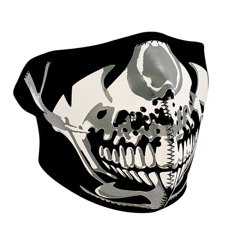 ZANheadgear neoprene half facemask with chrome skull design