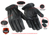 Daniel Smart Mfg. premium water resistant short leather motorcycle gloves features