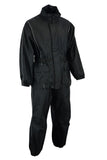 Men's black reflective motorcycle rainsuit front angle