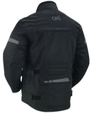 Men's black armored touring motorcycle jacket DS4615 back angle