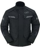 Men's black armored touring motorcycle jacket DS4615 front view