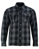 Daniel Smart Mfg. armored motorcycle flannel jacket gray front view