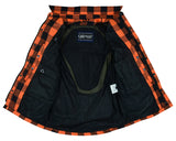 Men's orange and black armored flannel motorcycle shirt inside liner