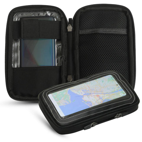 Magnetic touchscreen cell phone motorcycle tank bag inside