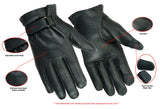 Classic styler water resistant leather motorcycle gloves features detail