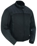 Men's black armored mesh motorcycle jacket front angle view