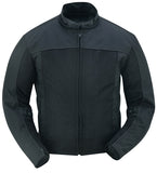 Men's black armored mesh motorcycle jacket front view