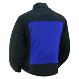 Daniel Smart Mfg. cross wind mesh armored motorcycle jacket blue back angle view