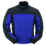 Daniel Smart Mfg. cross wind mesh armored motorcycle jacket blue front view