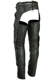 Naked touch thermal leather motorcycle chaps with deep pockets back angle