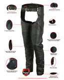 Naked touch thermal leather motorcycle chaps with deep pockets features detail