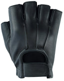 Men's fingerless deerskin leather motorcycle gloves back