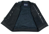 Daniel Smart Mfg. leather and denim motorcycle vest model DM900 inside view