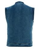 Men's denim motorcycle vest with collar back