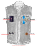 Men's denim motorcycle vest with collar pocket detail