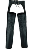 Unisex leather motorcycle chaps with deep pockets DS410 back