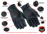 Men's premium leather motorcycle operator gloves features detail