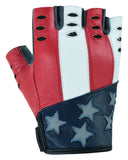 Men's patriotic goat skin fingerless leather motorcycle gloves back