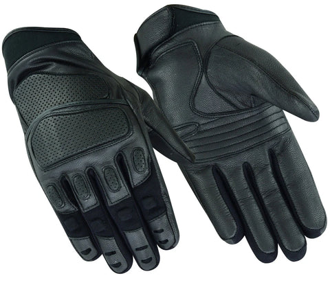 Heavy-duty leather motorcycle gloves back and palm