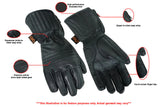 Waterproof and insulated leather motorcycle touring gloves features detail