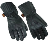 Waterproof and insulated leather motorcycle touring gloves back and palm