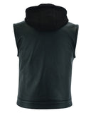 Daniel Smart Mfg. leather motorcycle vest with removable hood back