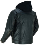Lightweight distressed lambskin motorcycle jacket back angle