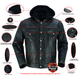 Daniel Smart Mfg. distressed leather motorcycle jacket features