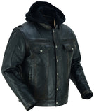 Lightweight distressed lambskin motorcycle jacket front angle