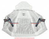 Lightweight distressed lambskin motorcycle jacket inside holster view