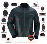 Lightweight lambskin motorcycle jacket features