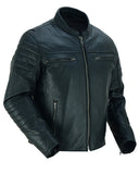 Lightweight lambskin motorcycle jacket front angle