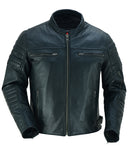 Lightweight lambskin motorcycle jacket front view