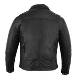 Daniel Smart Mfg. longer length leather motorcycle biker jacket back view