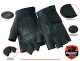 Men's fingerless deerskin motorcycle gloves DS96 features detail