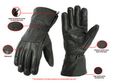 Daniel Smart Mfg. men's leather motorcycle touring gloves features