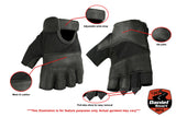 Men's leather and mesh fingerless motorcycle gloves DS17 features detail