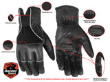 Lightweight leather and mesh motorcycle gloves features detail