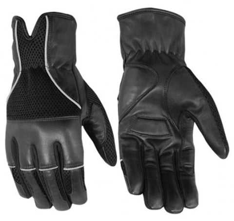 Lightweight leather and mesh motorcycle gloves back and palm