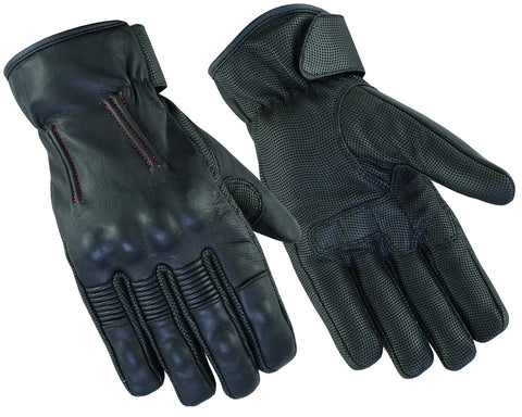 Men's rubber-knuckle leather motorcycle gloves main.