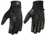 Lightweight leather and textile motorcycle gloves back and palm