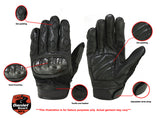 Daniel Smart Mfg. leather and textile sporty motorcycle glove model DS55BK features view