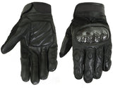 Men's leather and textile motorcycle gloves with hard knuckles