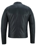 Men's lightweight leather motorcycle jacket DS742 back view