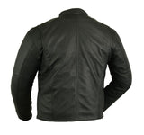 Daniel Smart Mfg. lightweight lambskin leather motorcycle jacket back view