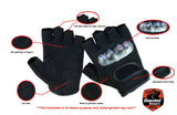 Men's mesh hard-knuckle fingerless motorcycle gloves DS19 features detail