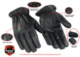 Men's water resistant short leather motorcycle gloves features detail